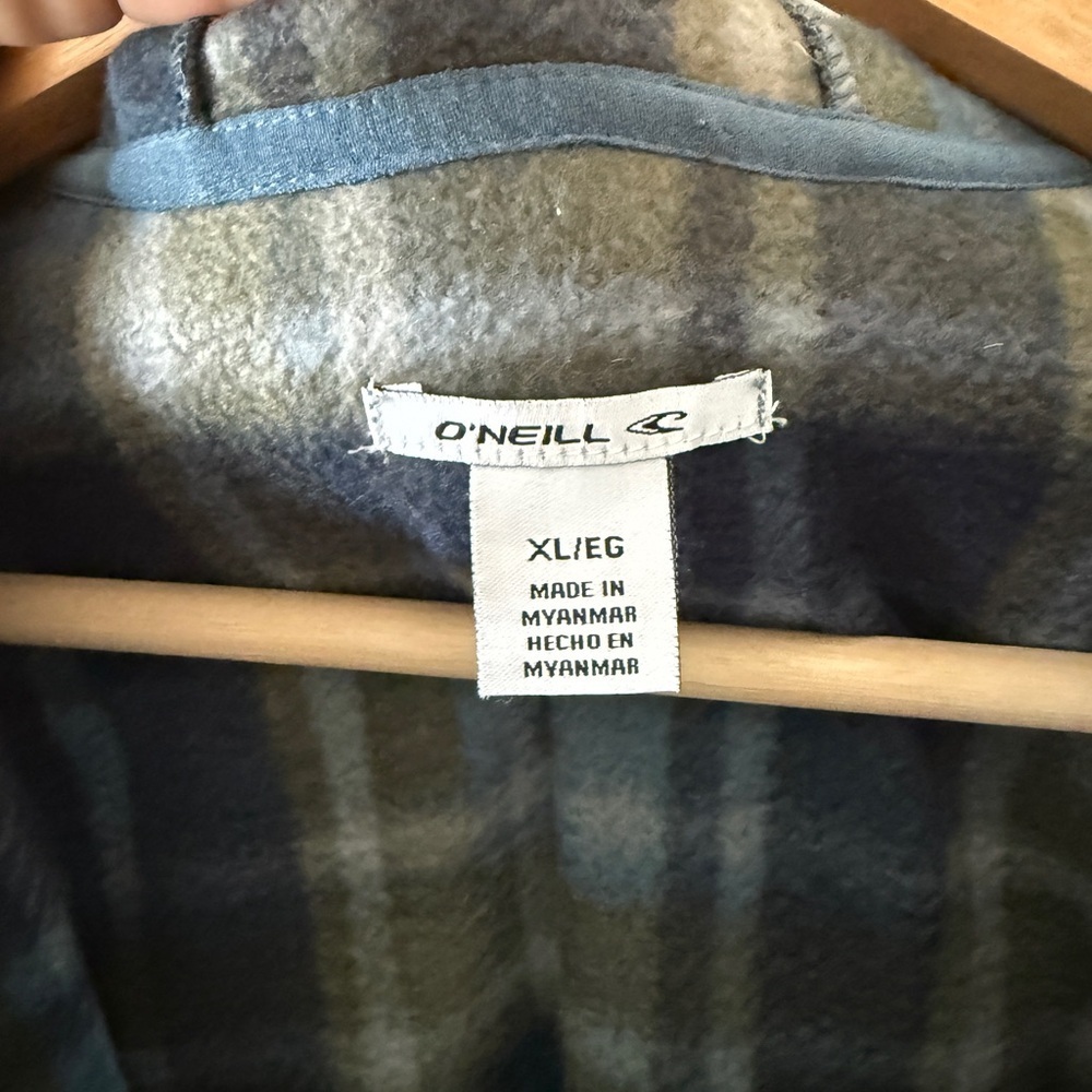 O’Neill Plaid Hooded 1/4 zip fleece in Blue and Green Women’s size XL - Picture 3 of 8